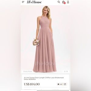 JJ House Dusty Rose Bridesmaid Dress. Size 8 and never been altered. Worn once!